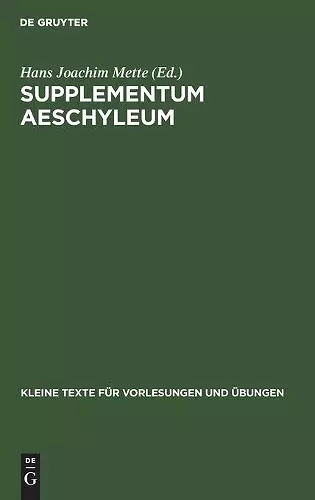 Supplementum Aeschyleum cover