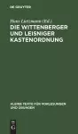 Die Wittenberger Und Leisniger Kastenordnung cover