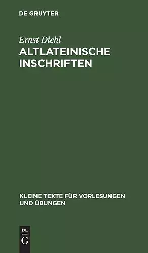 Altlateinische Inschriften cover