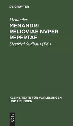 Menandri Reliqviae Nvper Repertae cover