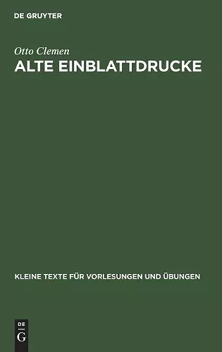 Alte Einblattdrucke cover