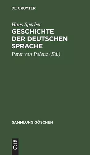 Geschichte Der Deutschen Sprache cover