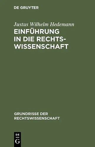 Einführung in die Rechtswissenschaft cover