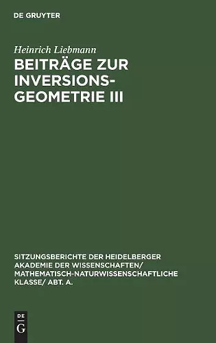 Beiträge Zur Inversionsgeometrie III cover