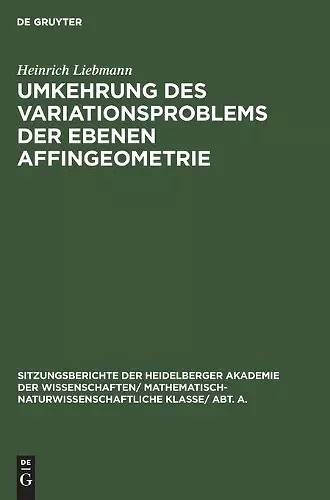 Umkehrung Des Variationsproblems Der Ebenen Affingeometrie cover