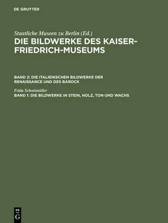 Die Bildwerke in Stein, Holz, Ton und Wachs cover
