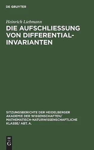 Die Aufschließung Von Differentialinvarianten cover