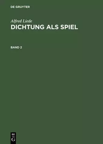 Dichtung als Spiel, Band 2, Dichtung als Spiel Band 2 cover
