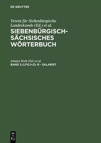 Siebenbürgisch-Sächsisches Wörterbuch, Band 5 (Lfg.1+2), R - Salarist cover