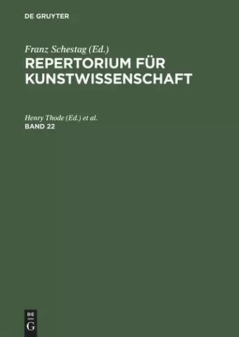 Repertorium für Kunstwissenschaft. Band 22 cover