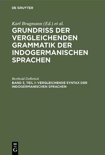 Vergleichende Syntax der indogermanischen Sprachen cover