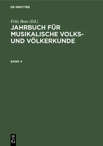 Jahrbuch für musikalische Volks- und Völkerkunde. Band 4 cover