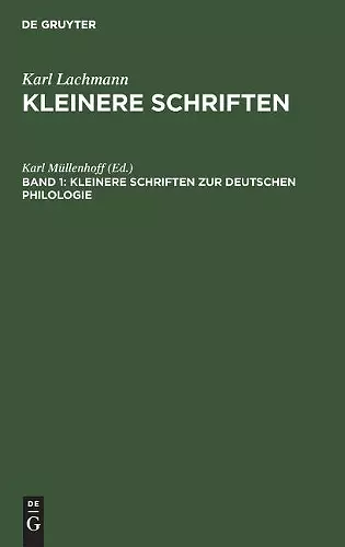 Kleinere Schriften Zur Deutschen Philologie cover
