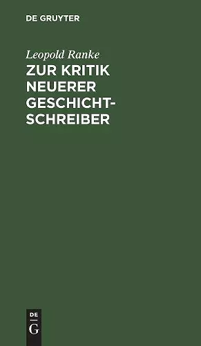 Zur Kritik Neuerer Geschichtschreiber cover