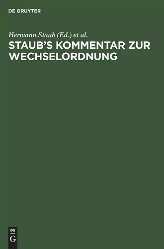 Staub's Kommentar Zur Wechselordnung cover