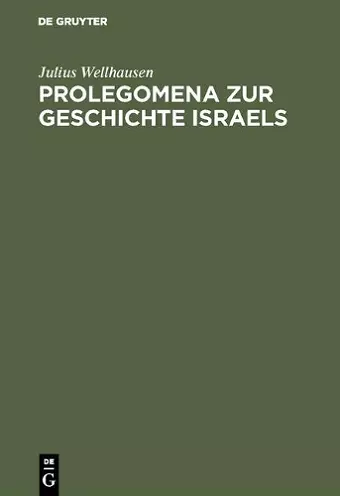 Prolegomena Zur Geschichte Israels cover