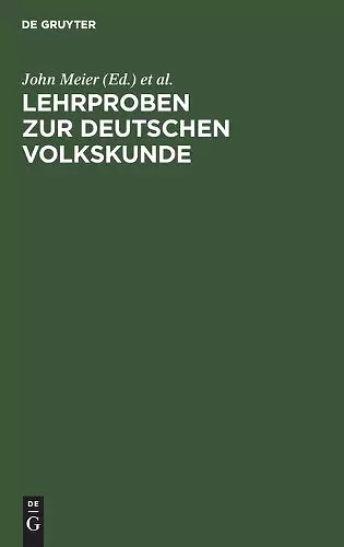 Lehrproben Zur Deutschen Volkskunde cover