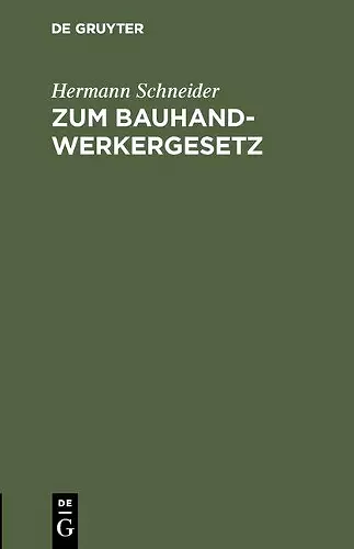 Zum Bauhandwerkergesetz cover