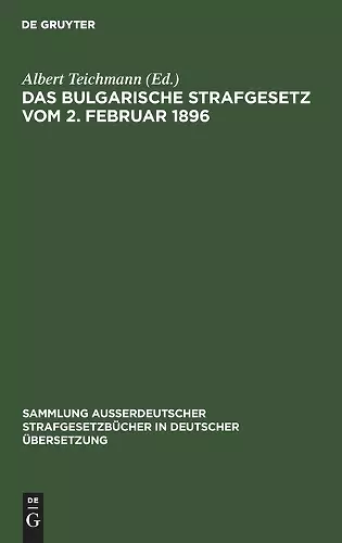 Das Bulgarische Strafgesetz Vom 2. Februar 1896 cover