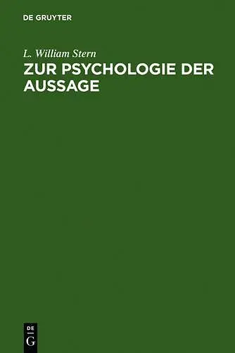Zur Psychologie Der Aussage cover