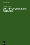 Zur Psychologie Der Aussage cover