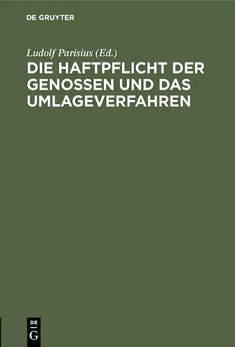 Die Haftpflicht Der Genossen Und Das Umlageverfahren cover