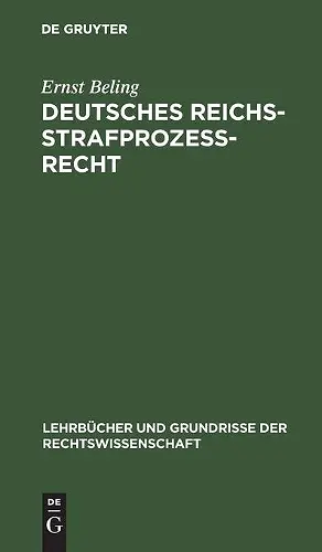 Deutsches Reichsstrafprozeßrecht cover