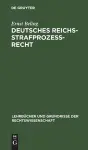 Deutsches Reichsstrafprozeßrecht cover