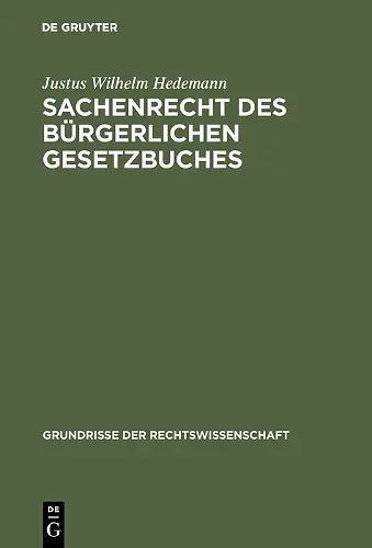 Sachenrecht des Bürgerlichen Gesetzbuches cover