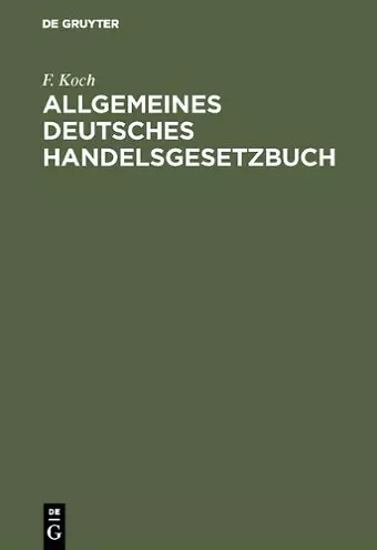 Allgemeines deutsches Handelsgesetzbuch cover