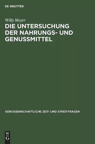 Die Untersuchung Der Nahrungs- Und Genussmittel cover