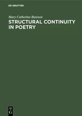 Structural continuity in poetry cover