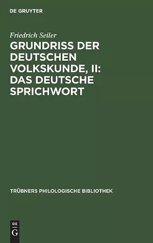 Grundriss der deutschen Volkskunde, II cover