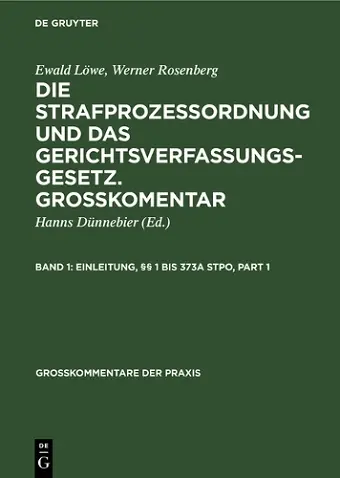 Einleitung, §§ 1 Bis 373a Stpo cover