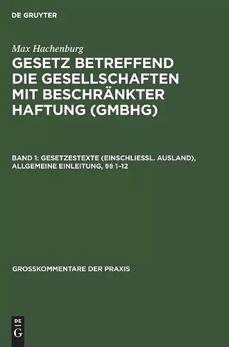 Gesetzestexte (Einschließl. Ausland), Allgemeine Einleitung, §§ 1-12 cover