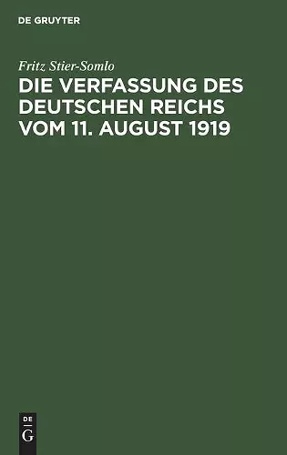 Die Verfassung Des Deutschen Reichs Vom 11. August 1919 cover