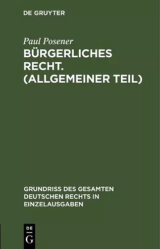 Bürgerliches Recht. (Allgemeiner Teil) cover