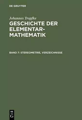 Stereometrie, Verzeichnisse cover