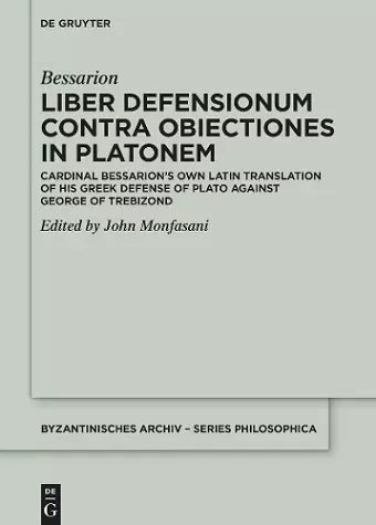 Liber Defensionum contra Obiectiones in Platonem cover