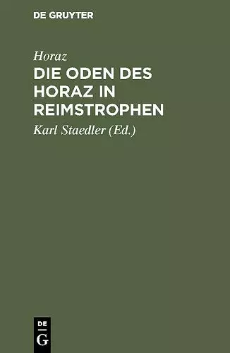 Die Oden des Horaz in Reimstrophen cover