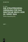 Die Strafprozeßordnung Für Das Deutsche Reich Vom 22. März 1924 cover