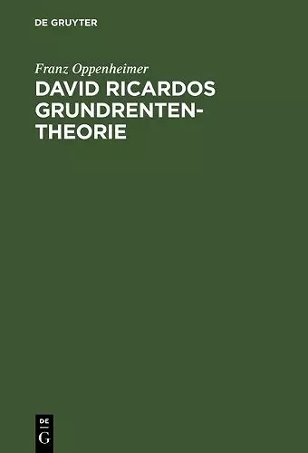David Ricardos Grundrententheorie cover