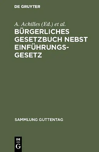 Bürgerliches Gesetzbuch nebst Einführungsgesetz cover