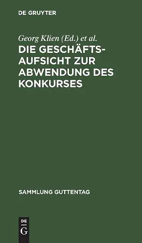 Die Geschäftsaufsicht Zur Abwendung Des Konkurses cover