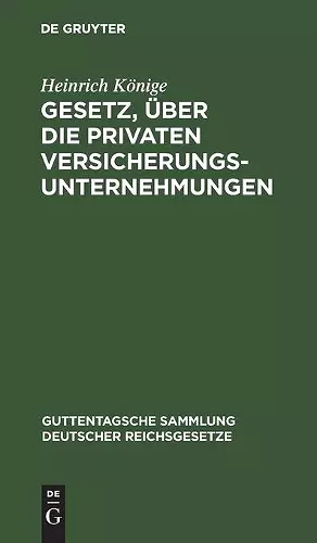 Gesetz, über die privaten Versicherungsunternehmungen cover