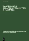 Das Türkische Strafgesetzbuch vom 1. März 1926 cover