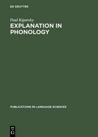 Explanation in Phonology cover