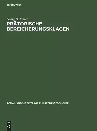 Prätorische Bereicherungsklagen cover