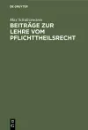 Beiträge Zur Lehre Vom Pflichttheilsrecht cover