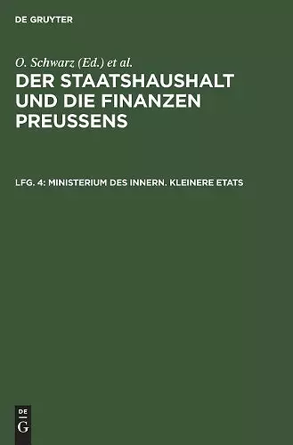 Ministerium des Innern. Kleinere Etats cover